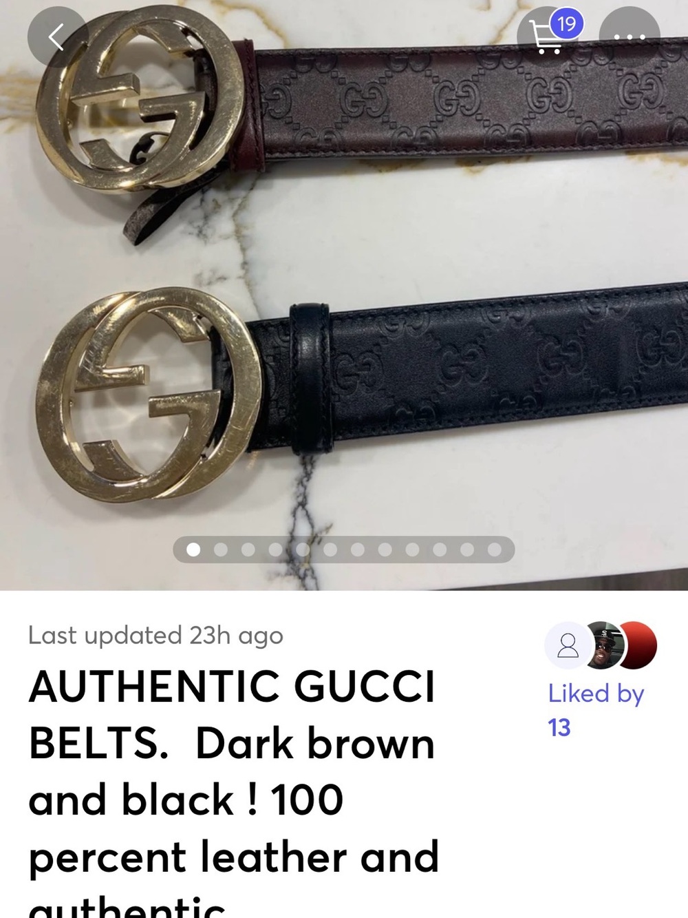 Gucci Double G Leather Belt Set in Black and Dark Brown